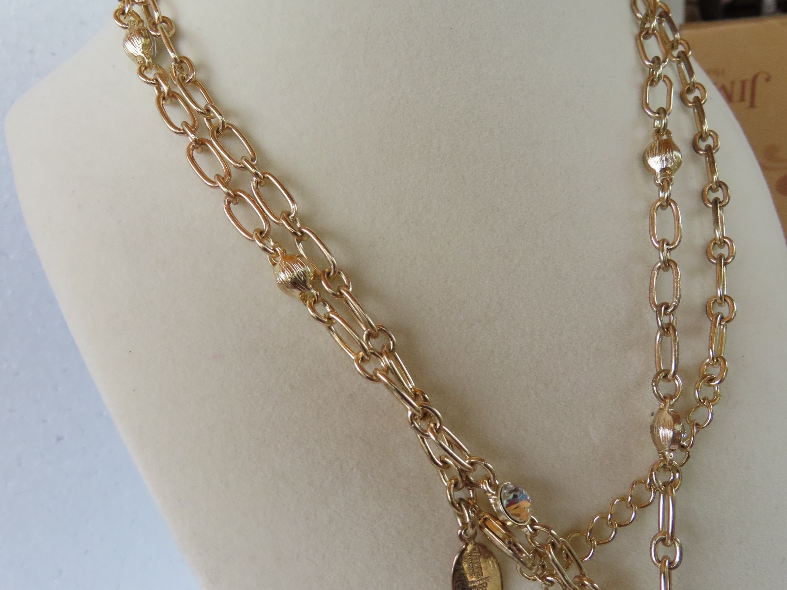 White House Black Market Silver And Gold Tone Rhinestone Pendant Necklace