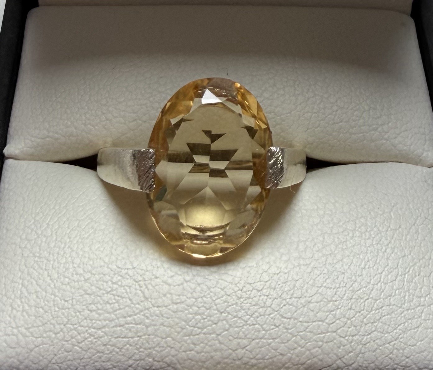 Gold plated silver 925 yellow sapphire stone ring size M