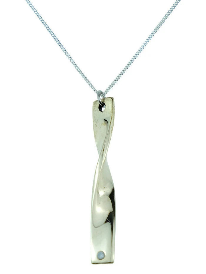 8th Anniversary Sterling Silver Pendant Twisted Bronze Diamond Gift UK