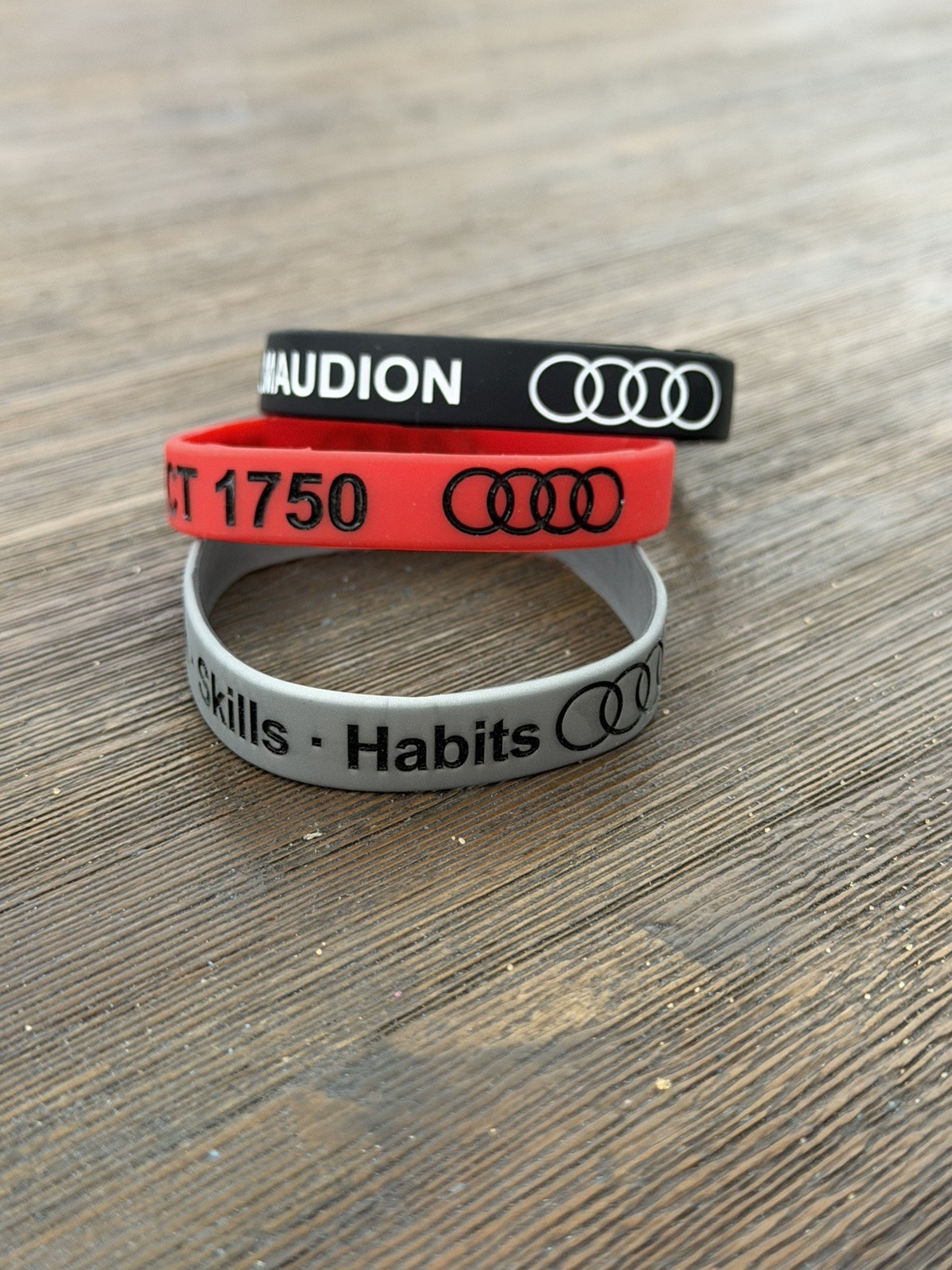 Audi Silicone Bracelets (3) – Audi Logo – Audi Bracelet – Audi Black, Red., Gray