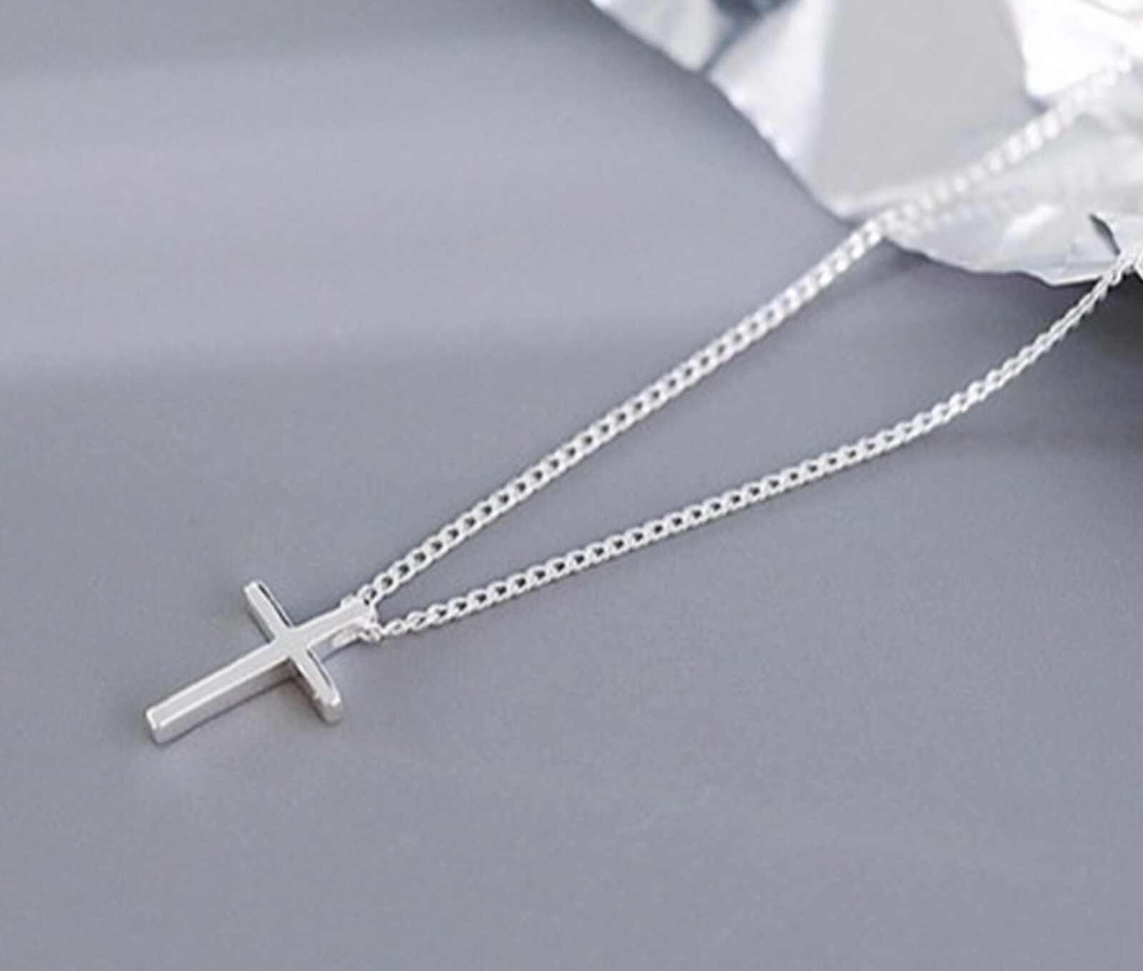 Silver Stainless Steel Simple Plain Cross Pendant Necklace Men’s Women’s Jewelr