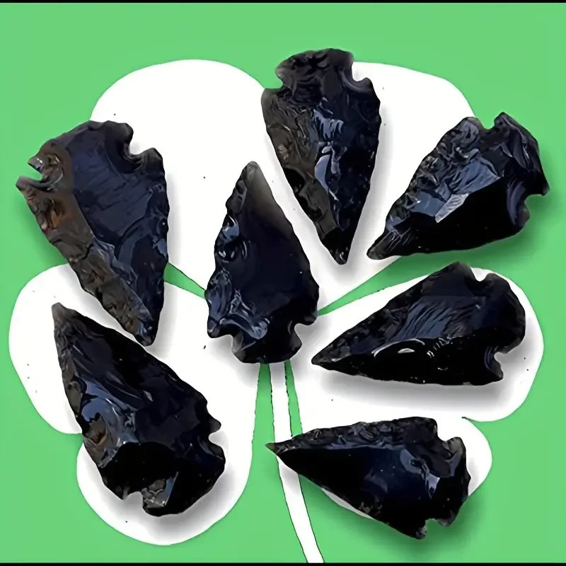 3pcs Obsidian Arrow Shaped Natural Raw Stone Handmade DIY Pendant Necklace