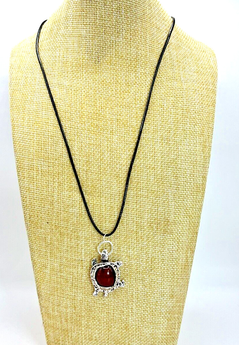 Turtle Pendant, on adjustable cord necklace