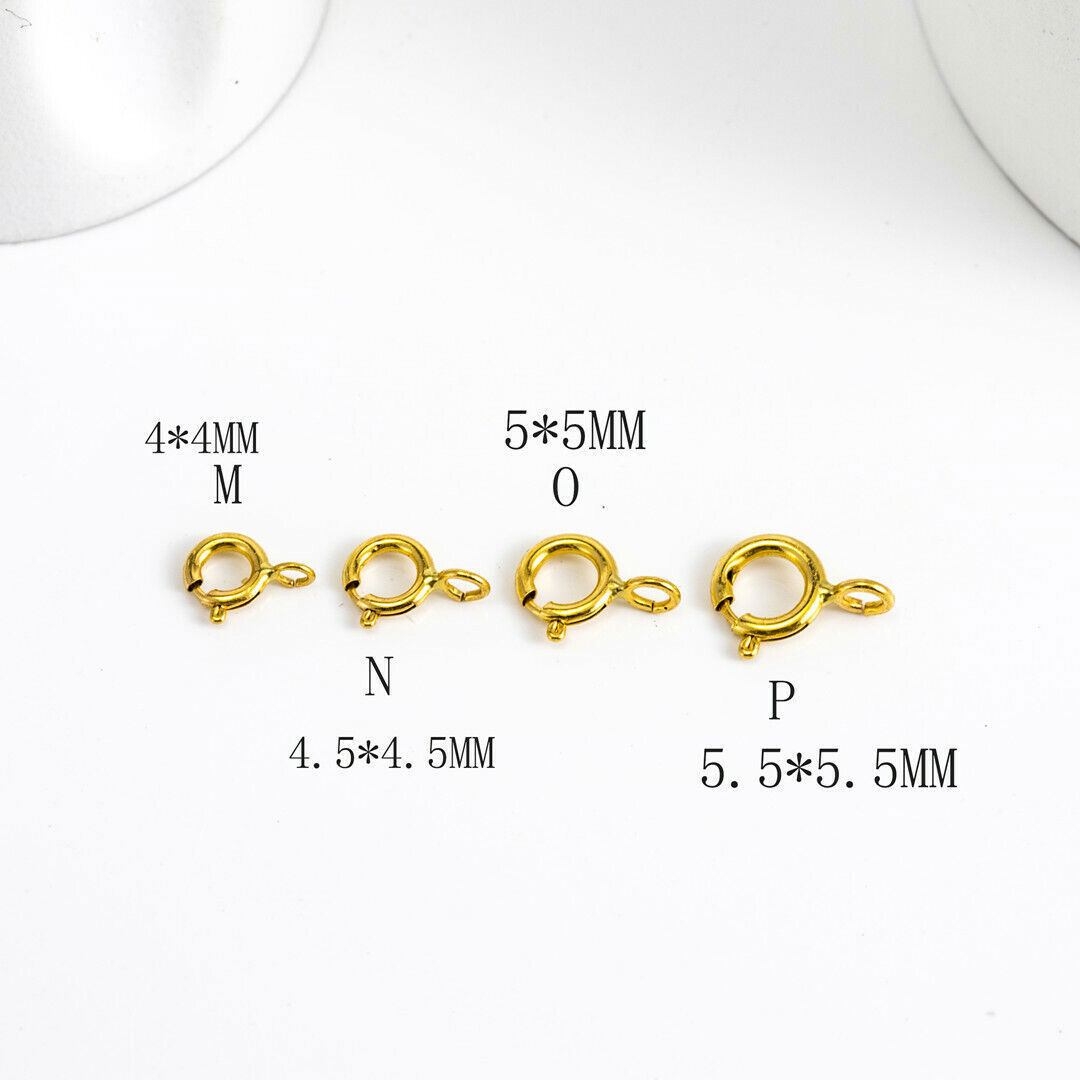 Real Pure 18K Yellow Gold Clasp Hooks Bracelet Necklace Connector Lobster Circle