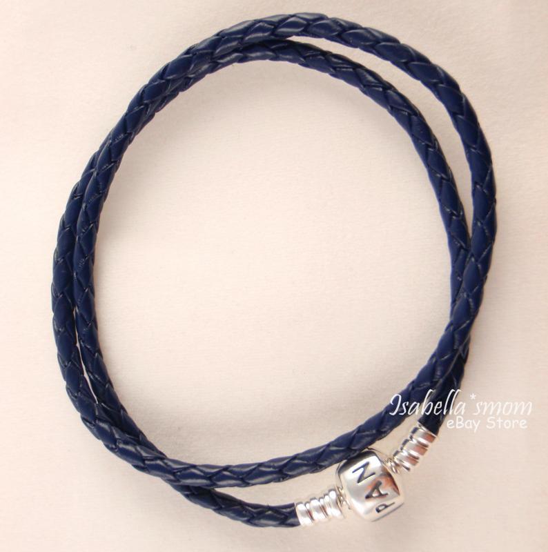 Authentic PANDORA Dark/Navy Blue DOUBLE Leather Bracelet 15″~38cm 590705CDB-D2