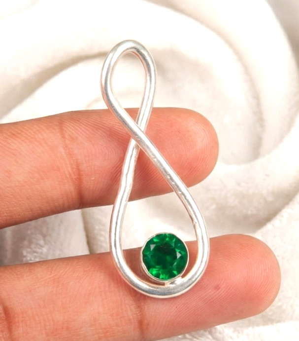 Green Tourmaline Gemstone Handmade 925 Sterling Silver Jewelry Pendant 1.90″