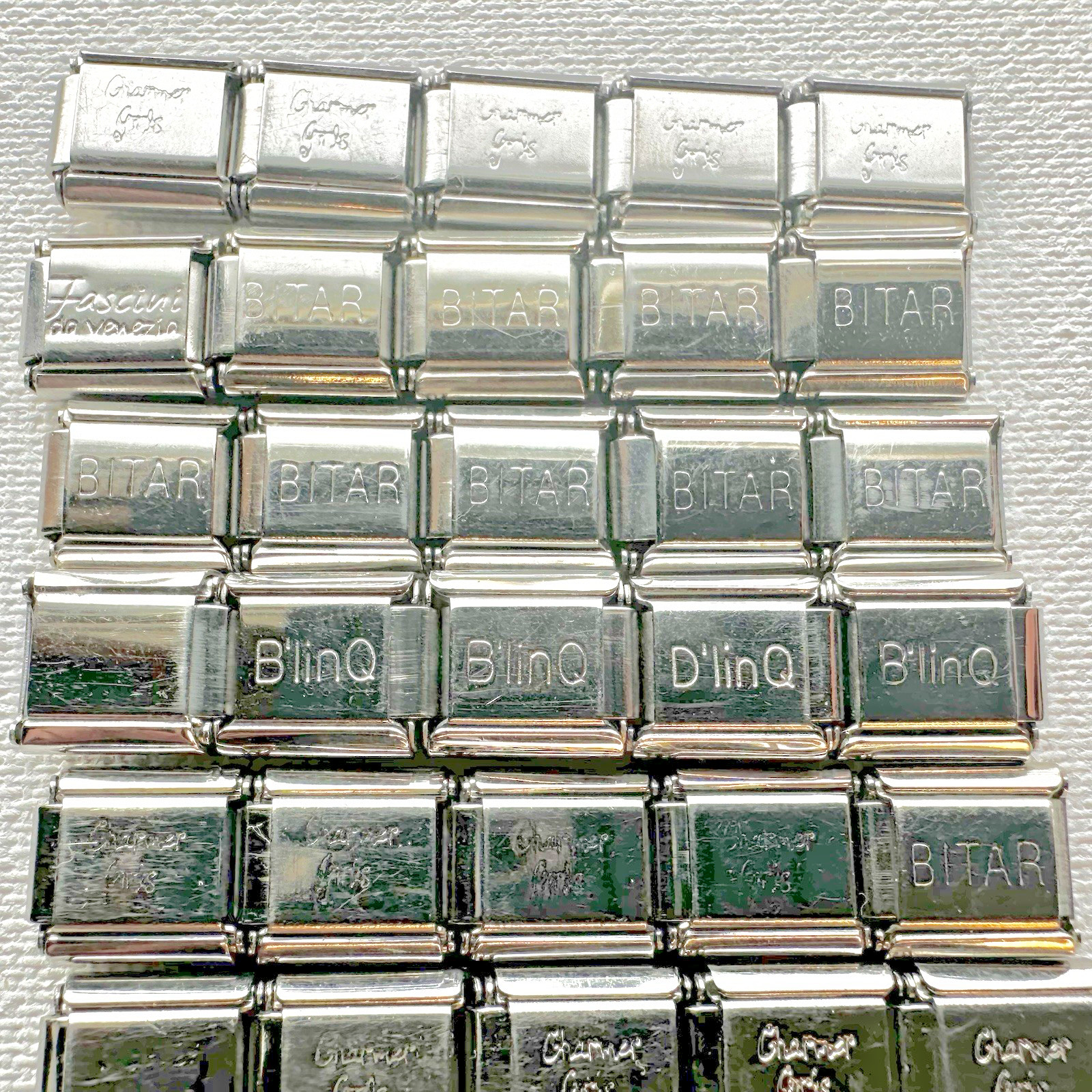 50 Pieces ITALIAN CHARMS 9 MM lot #558 Wholesale New Old Stock NOS Link Pieces