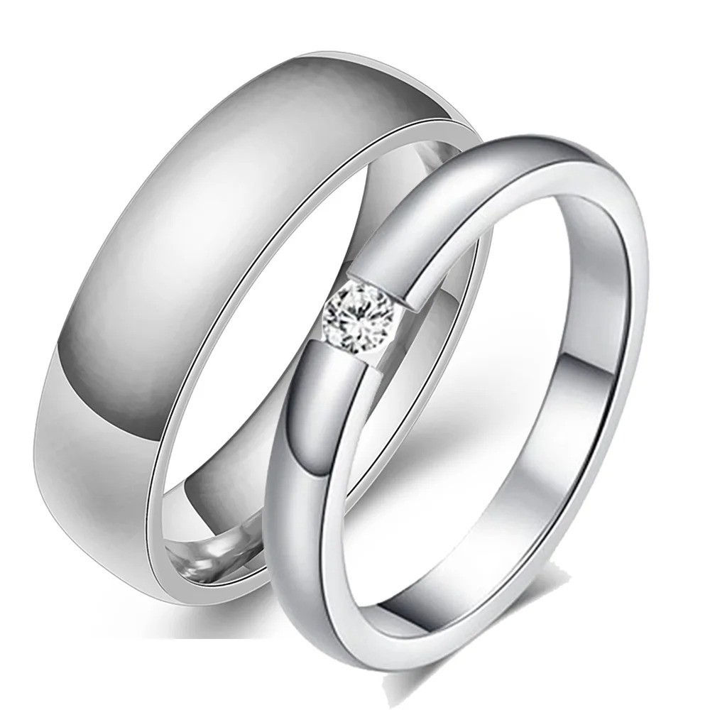 Men Women Silver Gold Stainless Steel Ring Band Titanium Wedding Engagement Ring