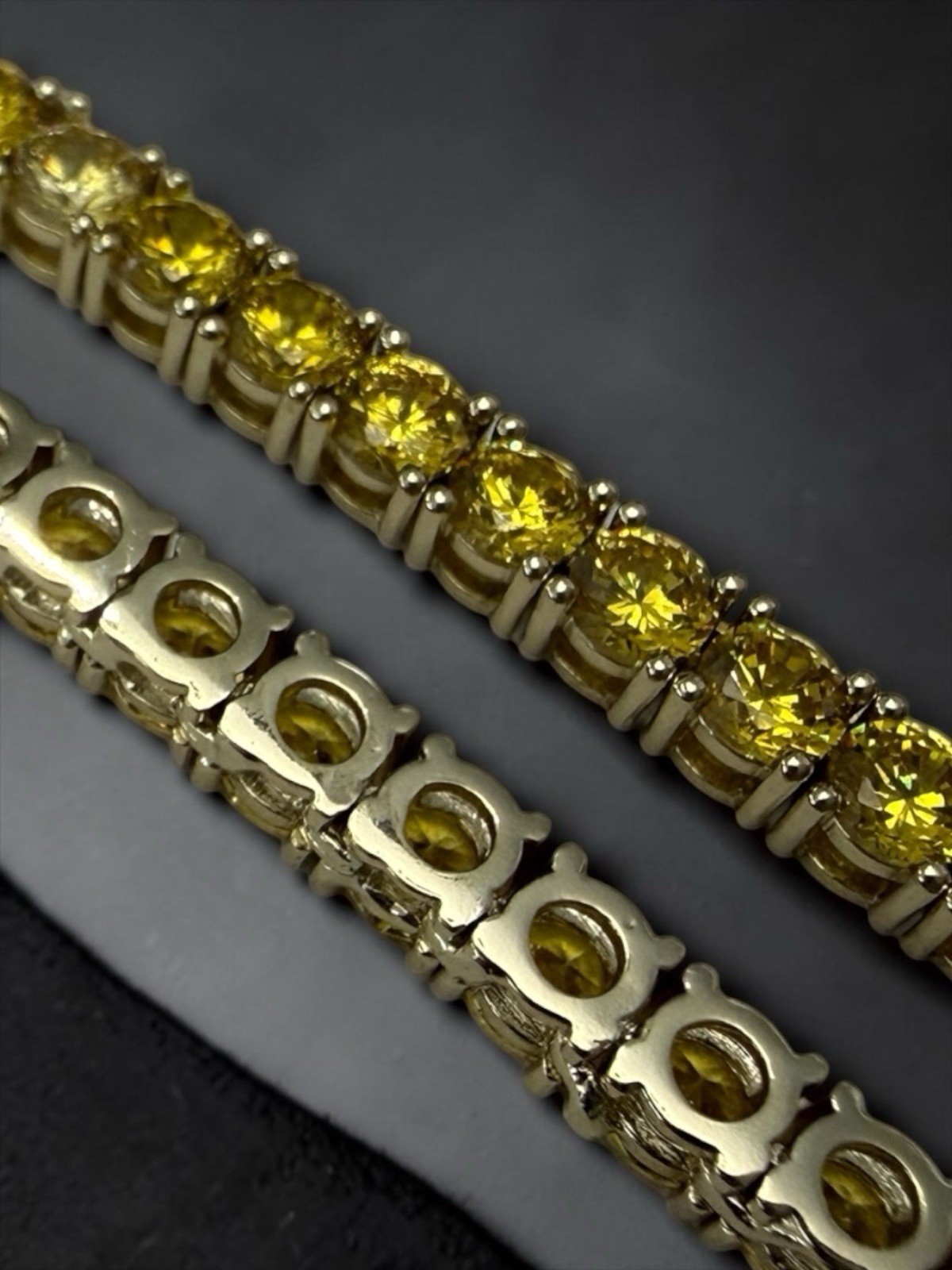 4mm Yellow Canary Gold Plated Brass Iced Out Cubic Zirconia Tennis Necklace