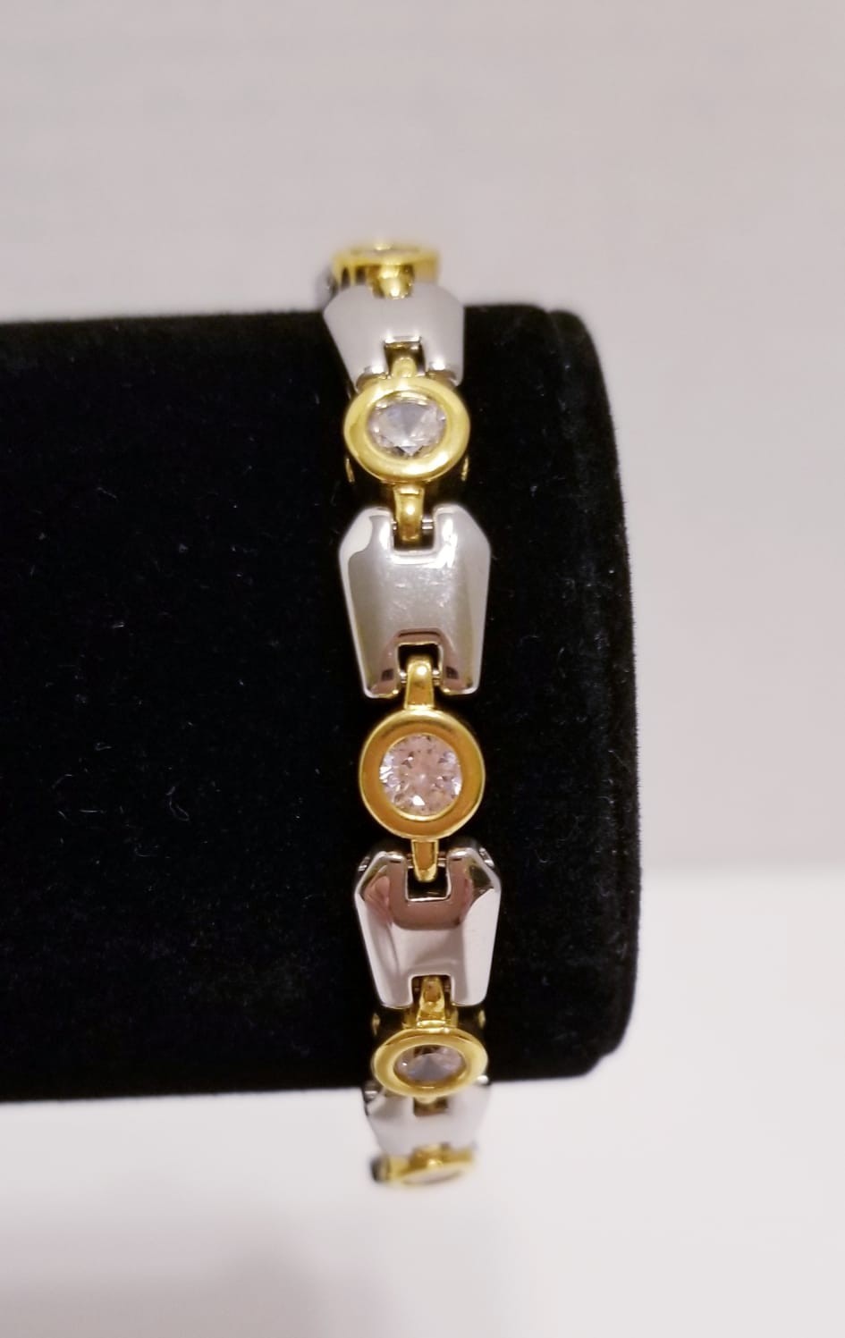Women bracelet white/rose gold plated’zrcon’gemstone 316L length7.3 inch L.