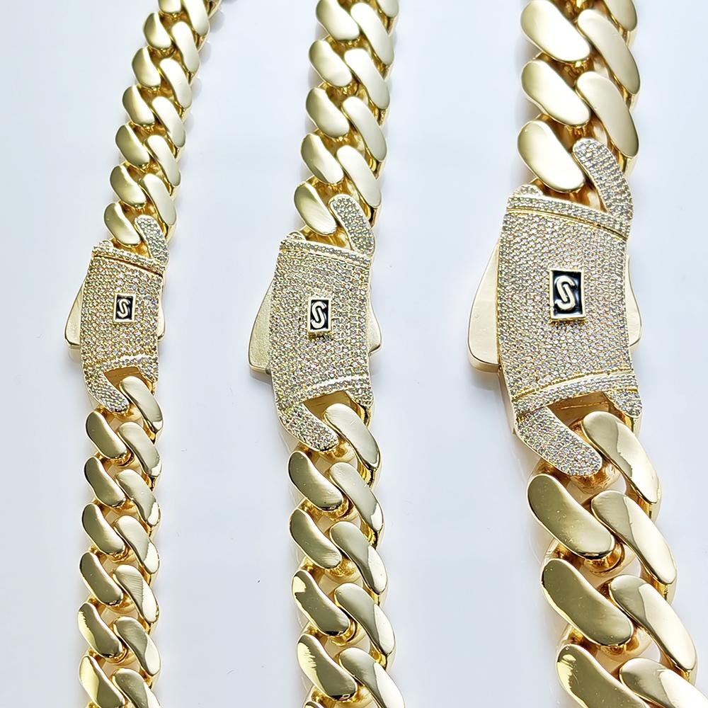 6/8/10/12/15/20mm Cuban Chain Necklace Hip Hop 14k Gold Plating Bracelet Jewelry