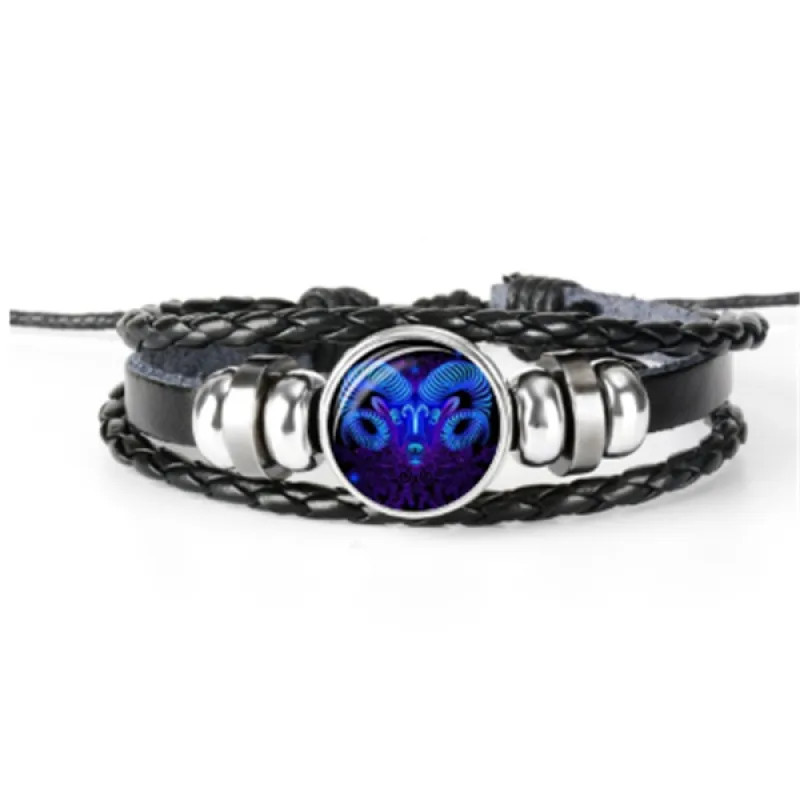 12 Zodiac Constellation Bracelet Luminous Braided Adjustable Men Women Kids