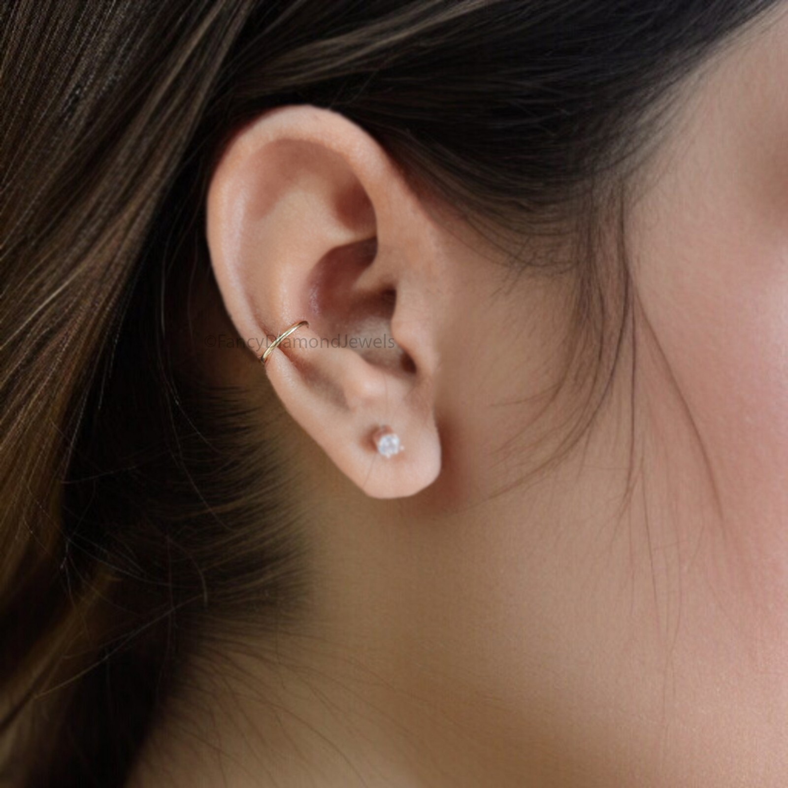 Dainty Single Band Smooth Silver Conch Ear Cuff Earring minimalist-style earring