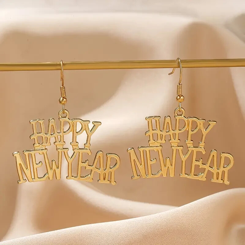 Happy New Year Cute Dangle Earrings