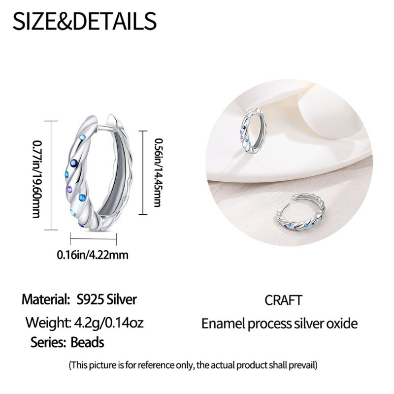 PANDACH 925 Sterling Silver French Hoop Earrings 15mm Women Jewelry Gifts Party