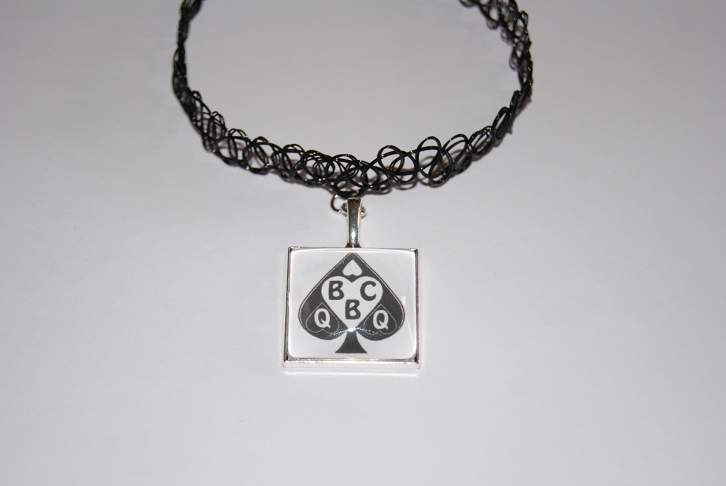 QUEEN OF SPADES Logo Black PVC Choker Necklace Jewellery Hot Wife Slut Swinger 2