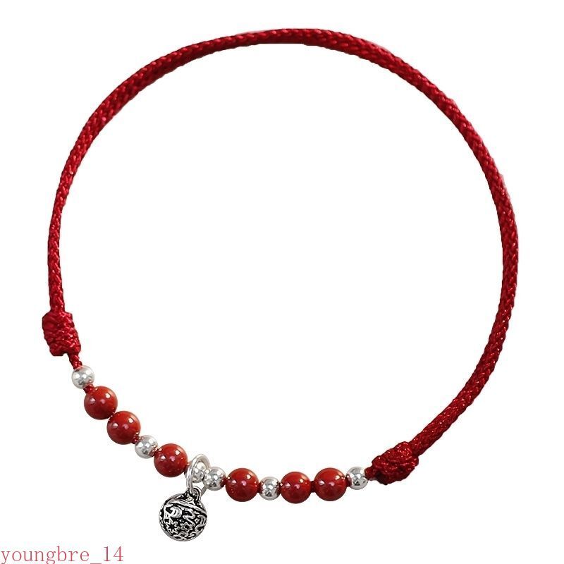 Red Rope Woven Anklet TheYear Life Gong Ling Cinnabar Attract Wealth Ankle Chain