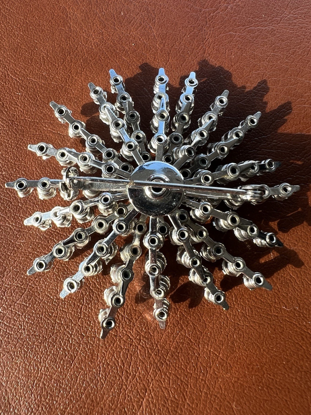 Lot of 3 Vintage Rhinestone Brooches Silver Tone Moonglow Starburst Pineapple