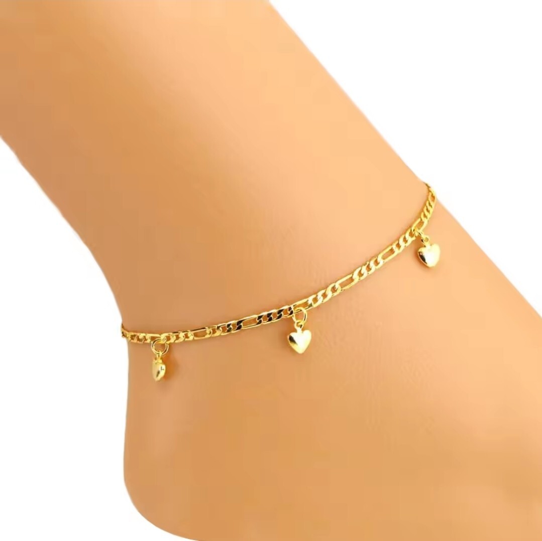 Women’s Fashion Jewelry Solid Heart Ankle Bracelet Sandal Barefoot Anklet