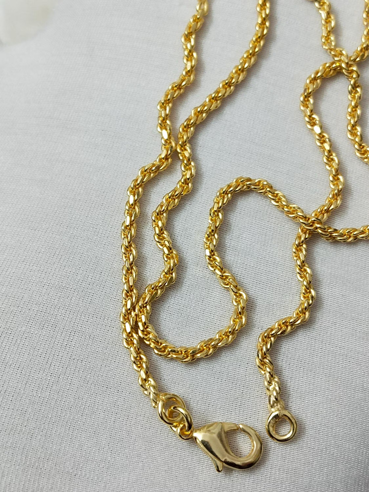 925 Sterling Silver Rope Chain 18k Gold Plated Rope Chain Handmade Chain