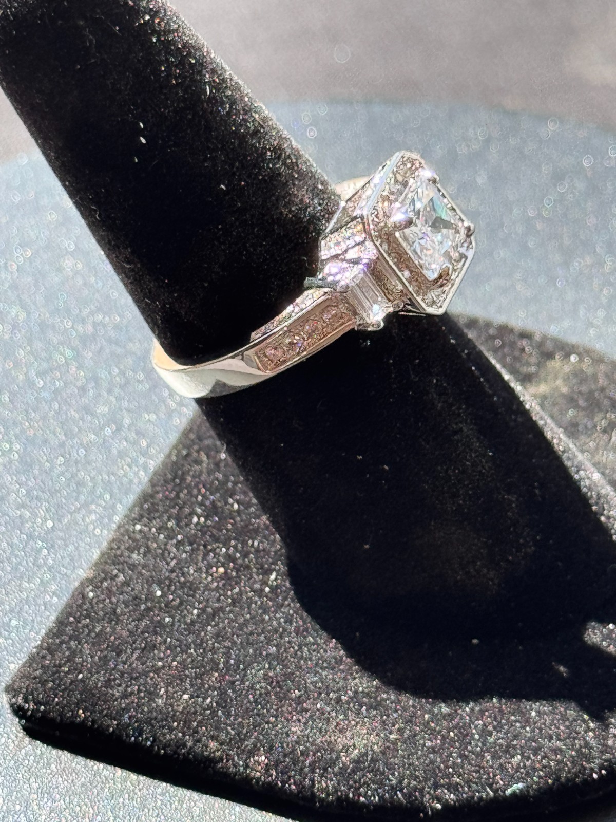 Vintage Style Princess Cut Halo Ring Size 7 Free Shipping