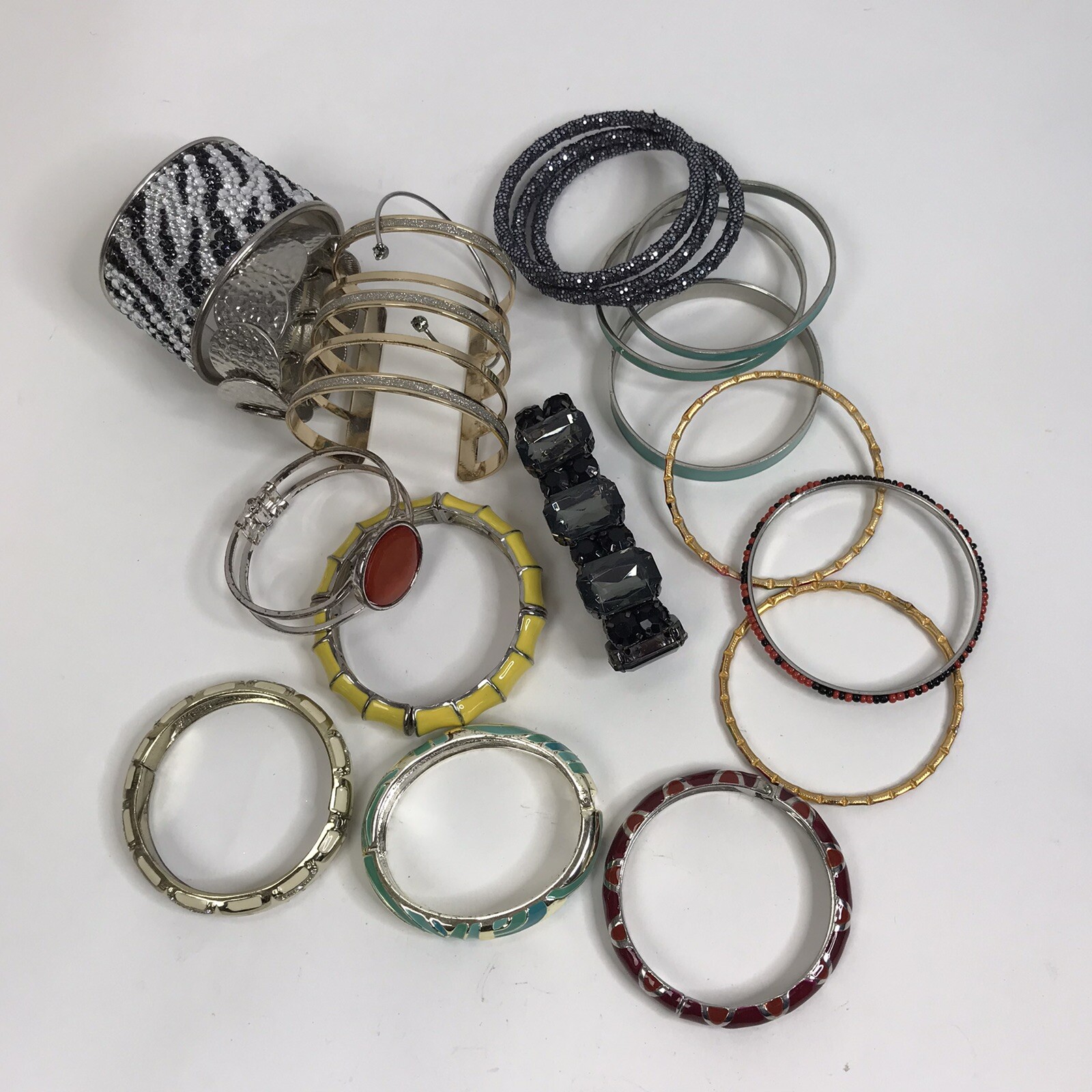 Bracelet Lot Bangles Enamel Plastic mixed materials colorful Vintage to mod boho