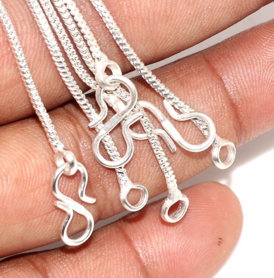 3 Pcs Lot Plain Silver Snake Chain Set 925 Silver Plated Necklace 22″ GW