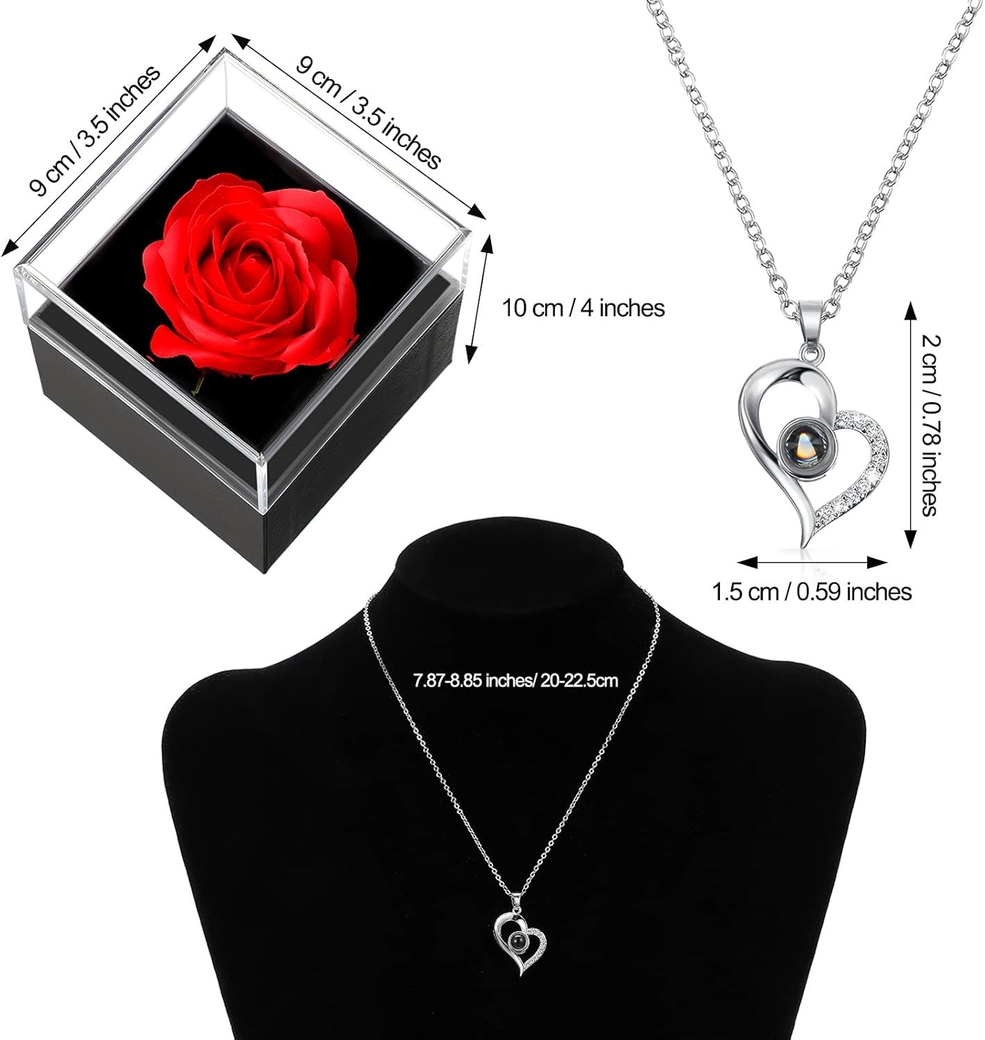Hicarer Valentine Necklace Gift for Girlfriend I Love You in 100 Languages Proje