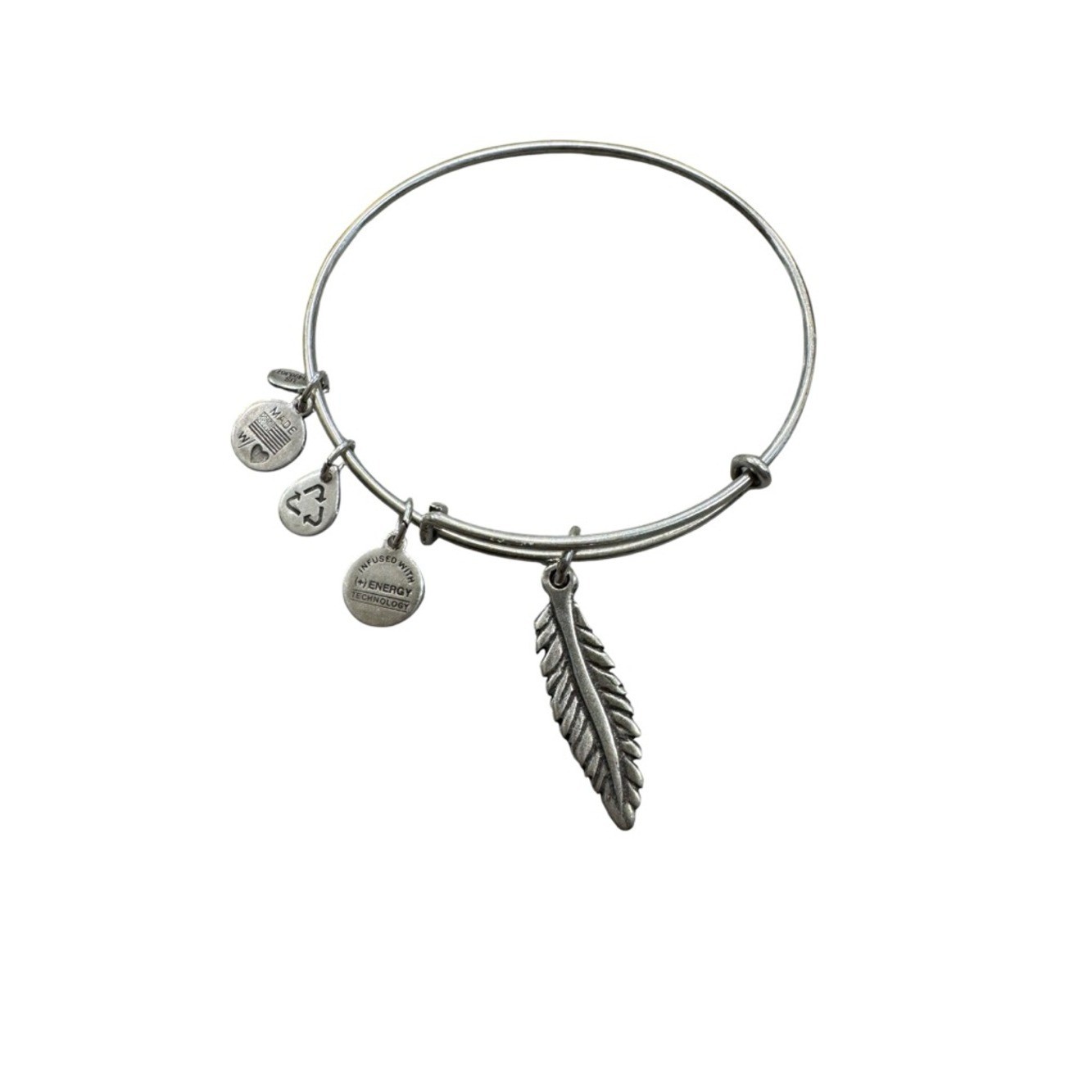 Alex and Ani Silver Feather Charm Expandable Bracelet
