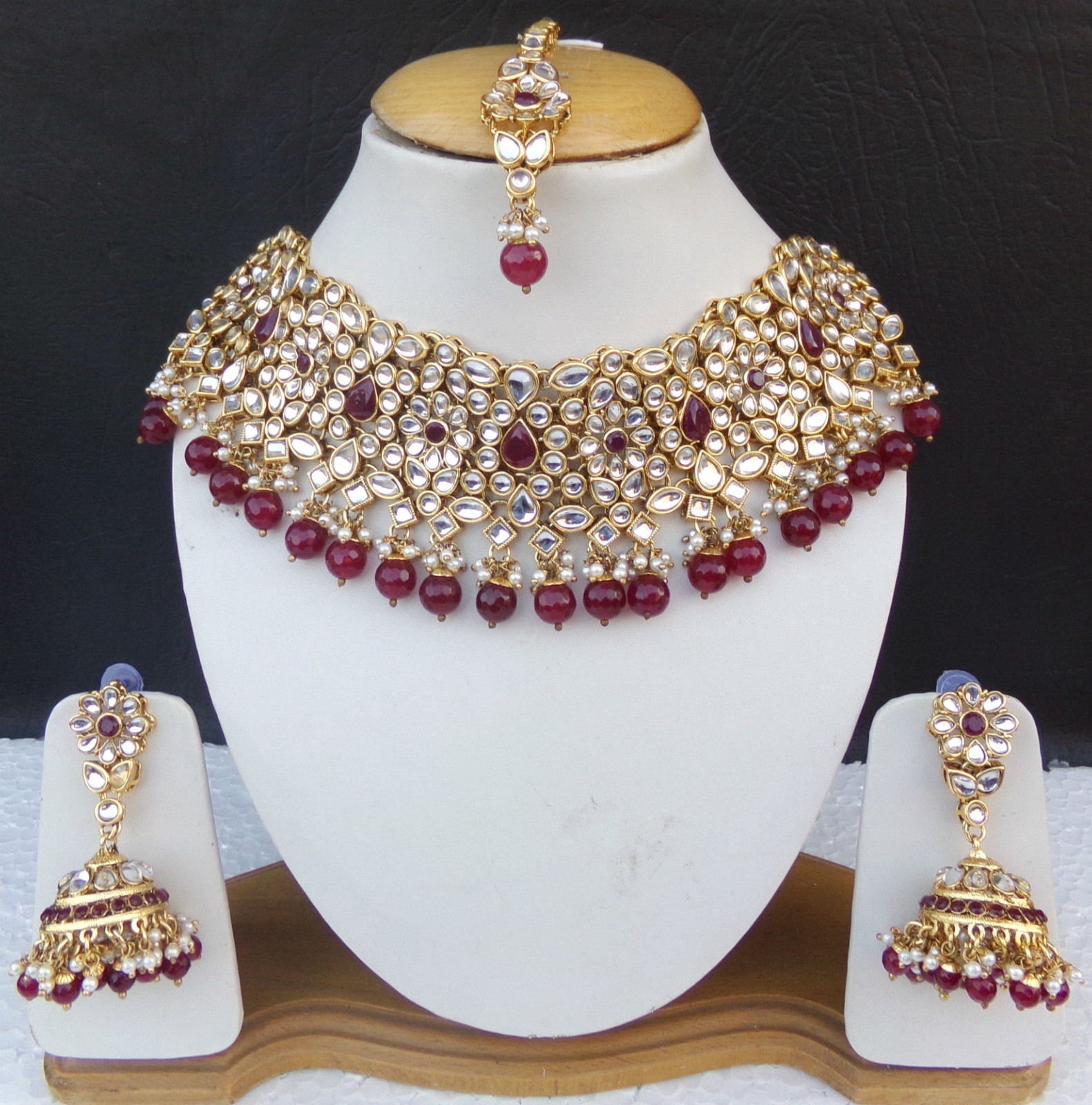 Women’s Kundan Necklace Set with Earrings & Maang Tikka Bridal Wedding Jewellry