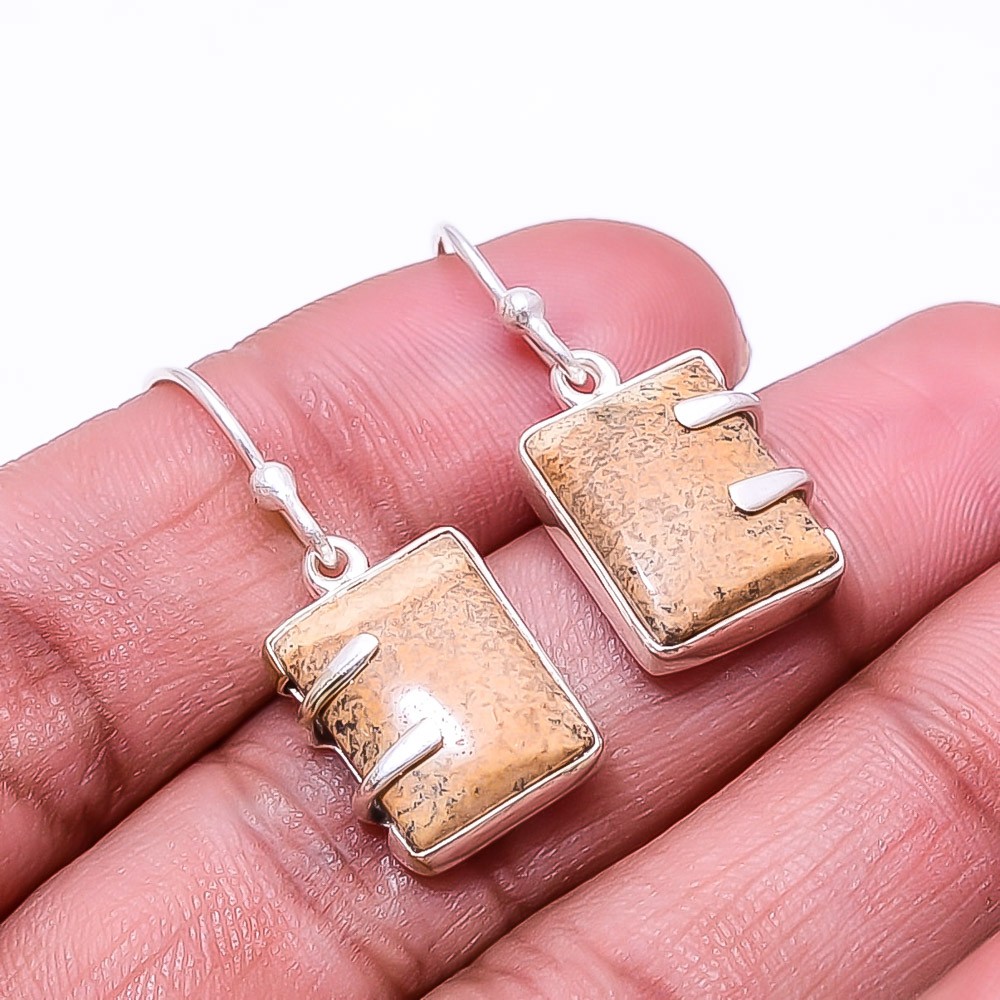 Natural Picture Jasper 925 Sterling Silver Earring 1.17″ E52, Christmas Gift