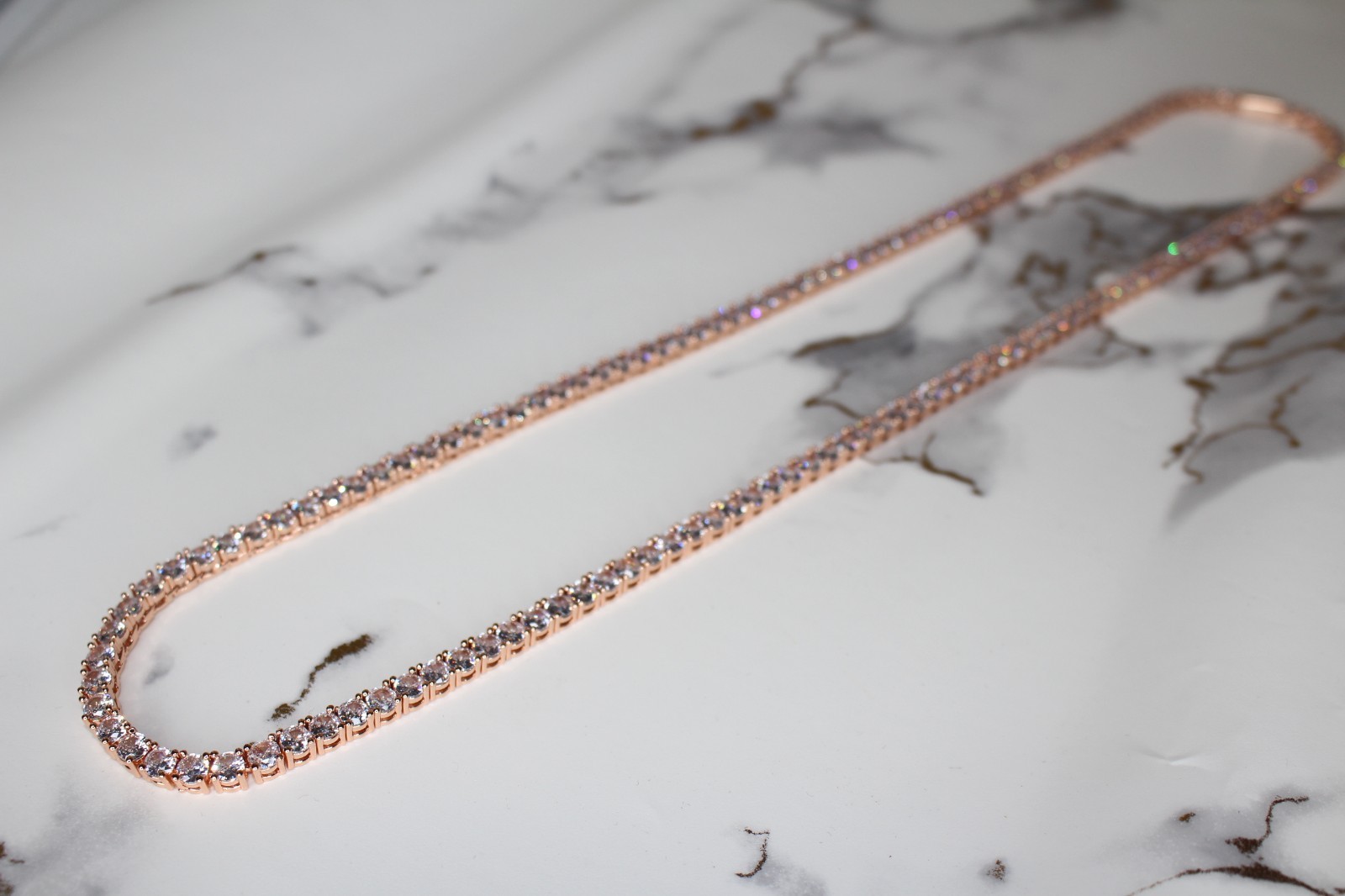 4mm Tennis Chain Necklace 70ct Lab Sim VVS1 Diamonds 54g+ HEAVY ROSE Gold