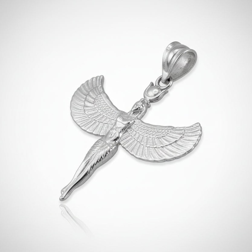 Sterling Silver Isis Egyptian Goddess Pendant Necklace