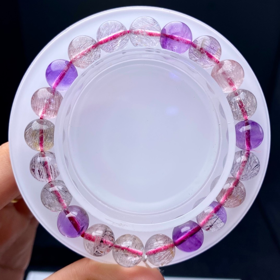 9.3mm Natural Super 7 Blackcurrant Quartz Bracelet Healing Energy Crystal