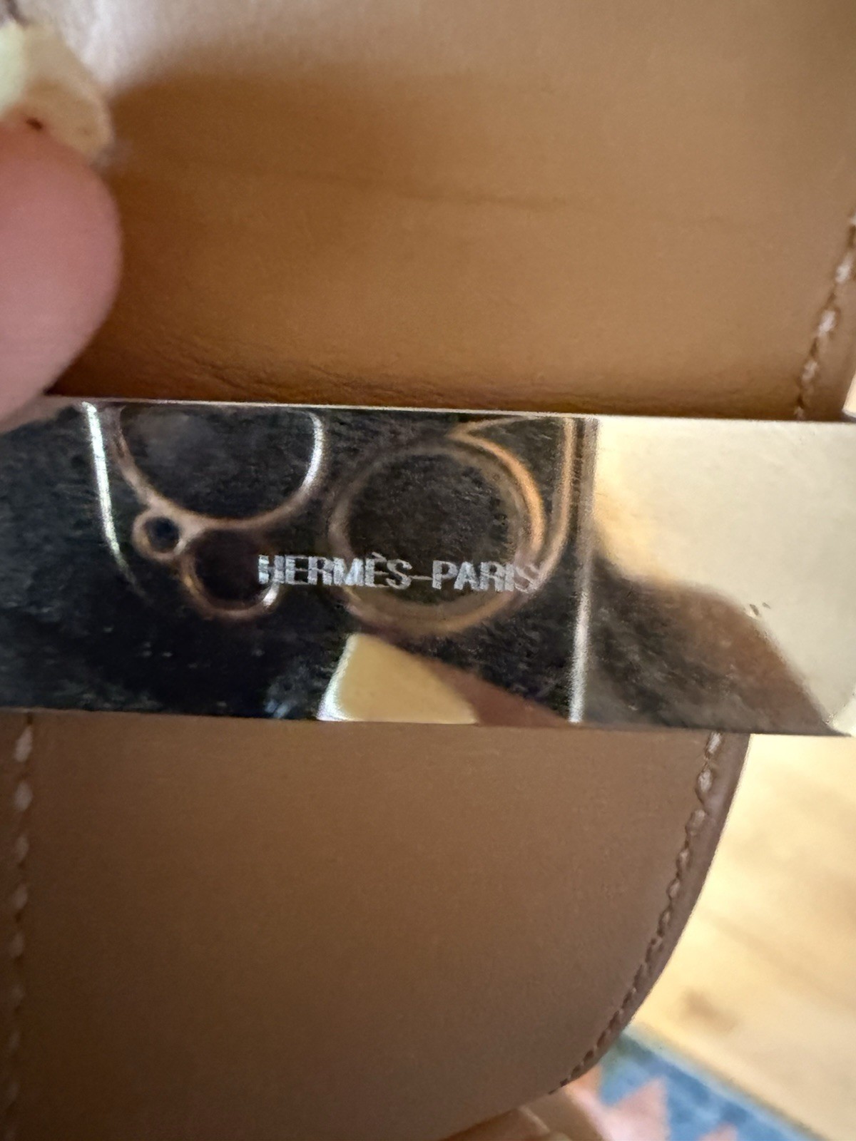 Hermès Black & Silver Leather Cuff Bracelet