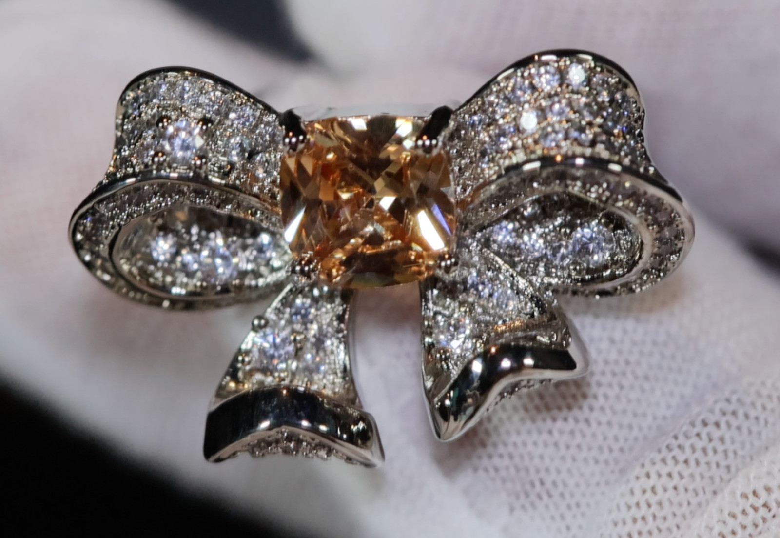 Yellow Diamond Ring, Yellow Simulated Diamond Ring, Yellow Diamond Ribbon Ring