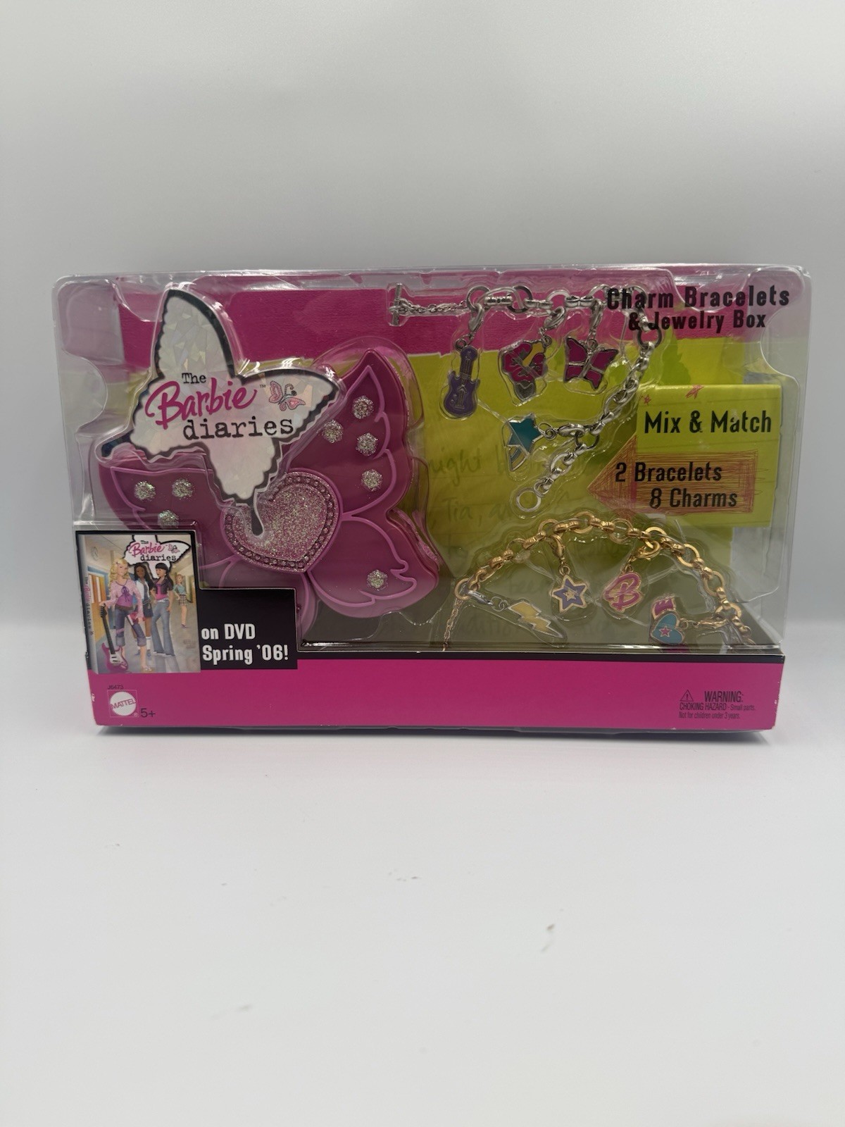 Mattel Barbie Diaries Charm Bracelets Set Butterfly Jewelry Box 2005