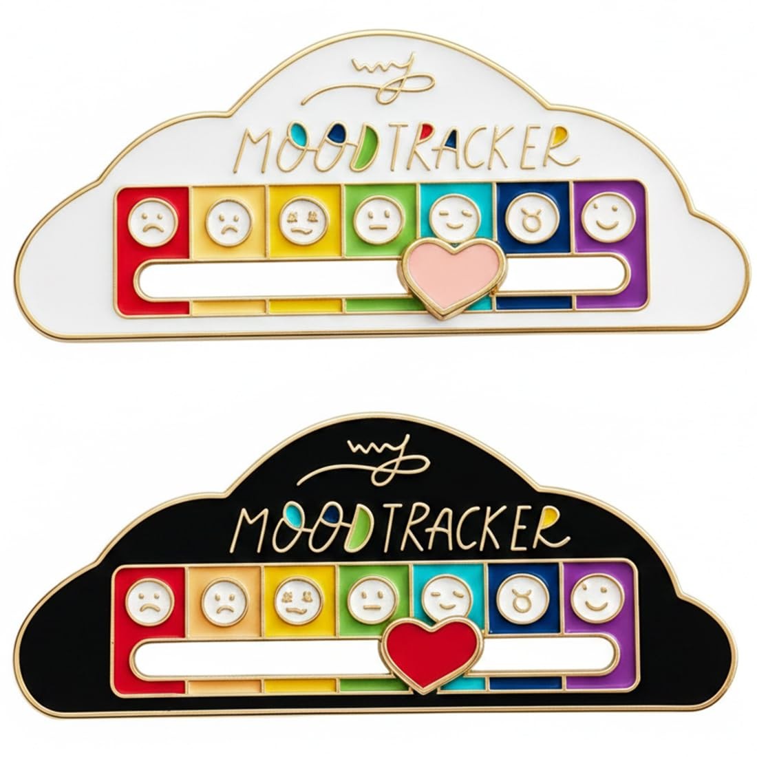My Social Battery Slider Pin Set, 2PCS Cloud Mood Enamel Regular, Black White