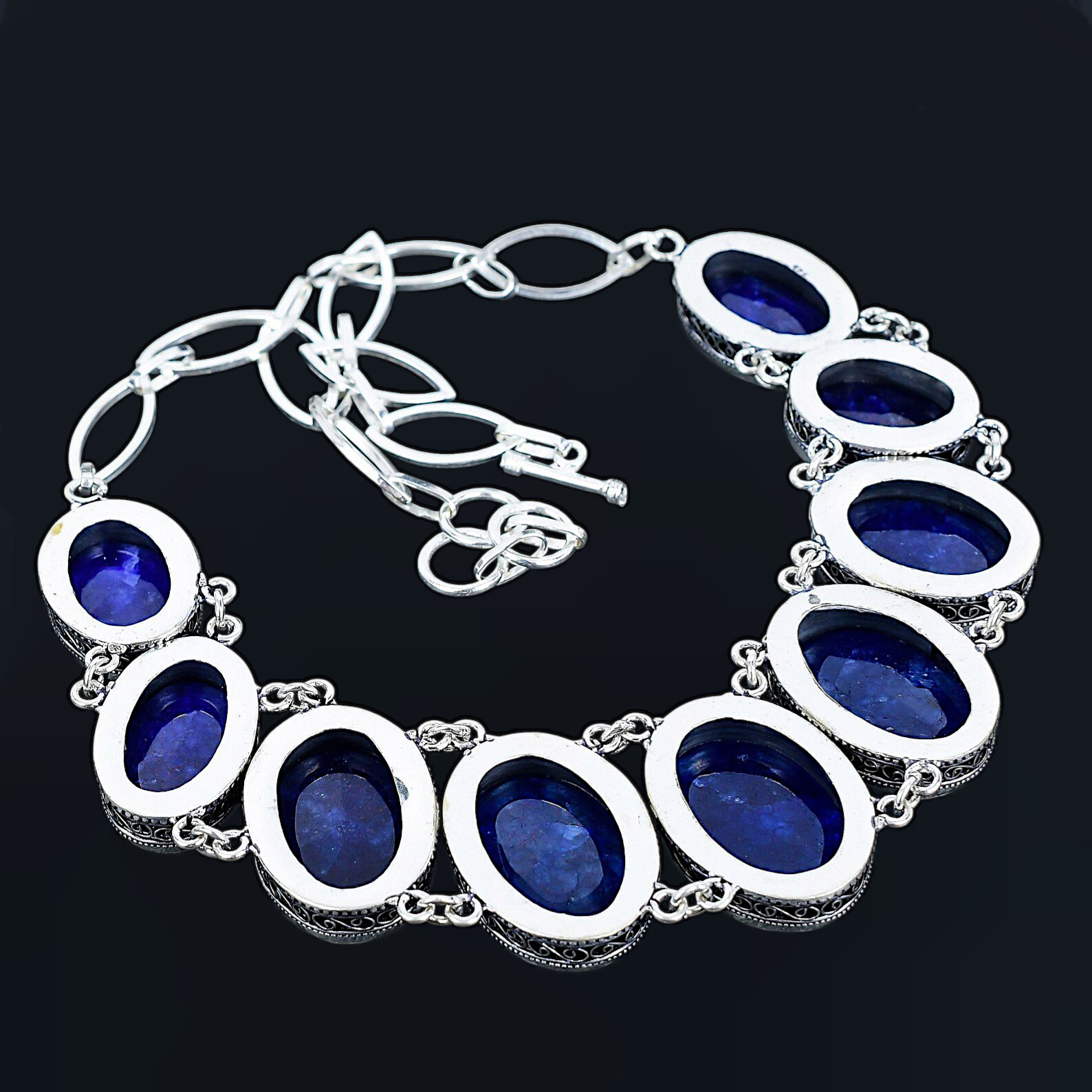 Blue Sapphire Necklace 925 Sterling Silver Necklace Handmade Gemstone Necklace.