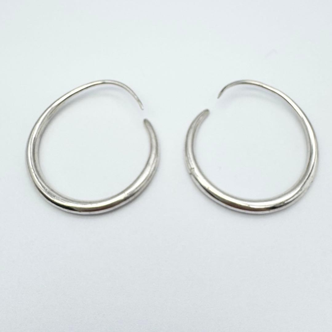 GUCCI Hoop Type Earrings SV 925 Silver Logo Engraved Circle Women 3.1cm x 3cm