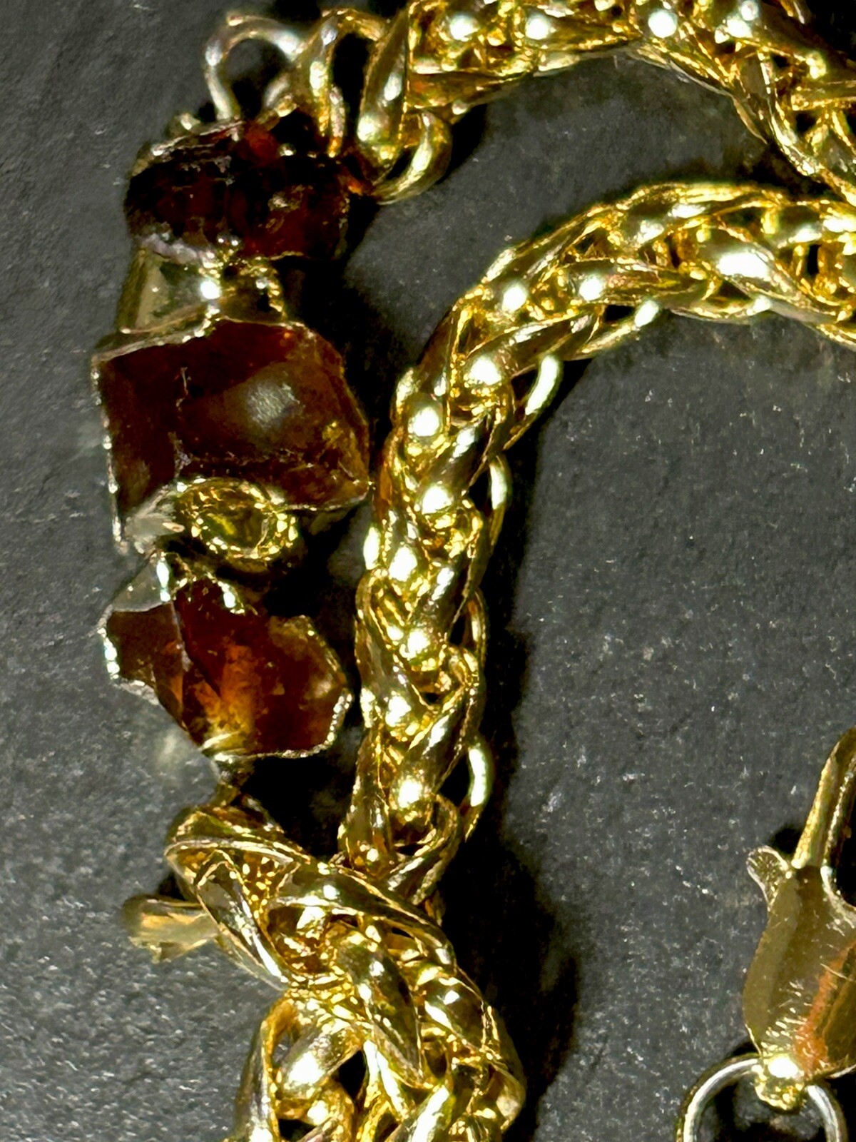 18k Gold Plated 925 Sterling Silver & Raw Citrine gems bracelet Italy Mia Fiore