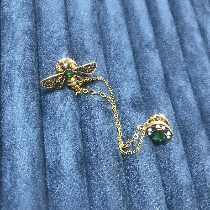 Bee Crystal Brooch Pin Tassel Luxury Women Sweater Jacket Fashion Jewelry Gift