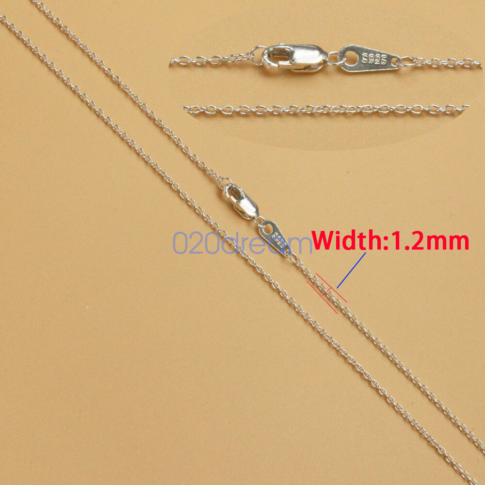Real 925 Sterling Silver Necklace 1.2mm Cross Chain 14-24″ Lobster Clasp Stamped