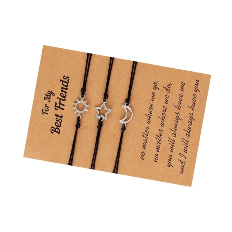 3pcs Sun Moon Star Bracelet Promise Matching Bracelets Friendship Sister Jewelry