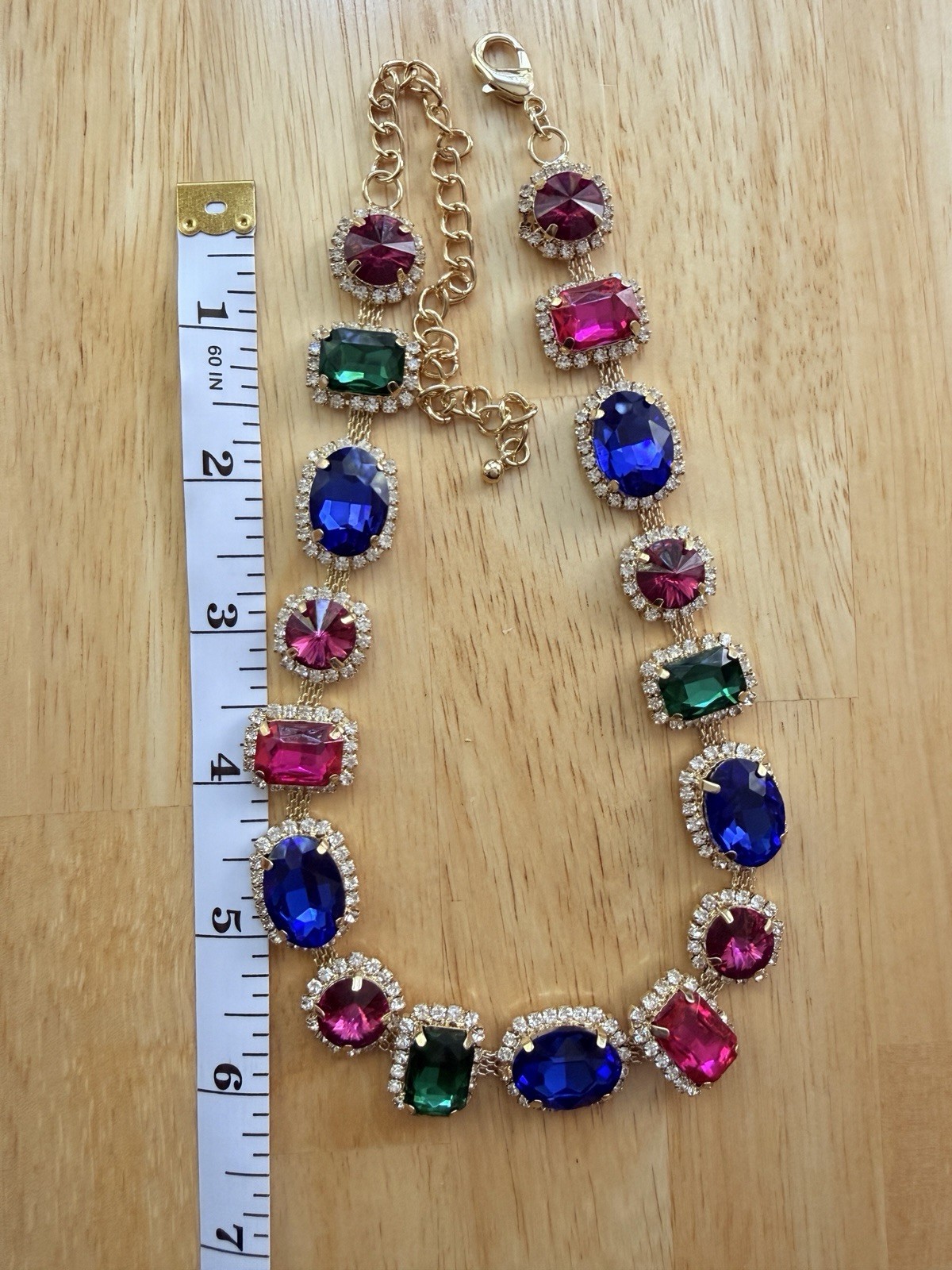 Multi Color Gemstone Rhinestone Glass Crystal Statement Necklace
