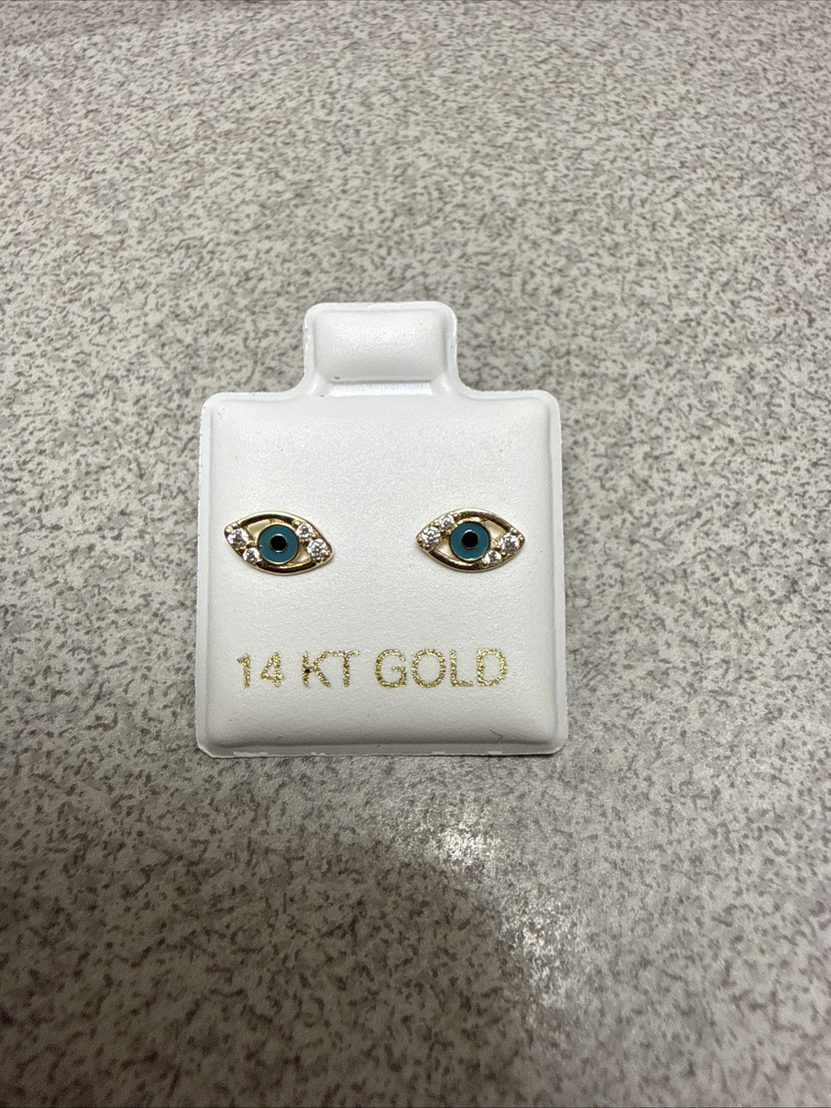 14K Gold Evil Eye Earrings Good Luck , Protection Envy