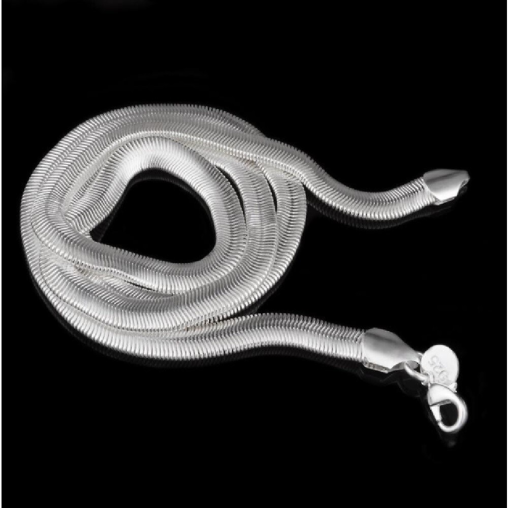 Solid 925 Sterling Silver 16-24inch 6mm Very Wide Flat Snake Chain Necklace G788
