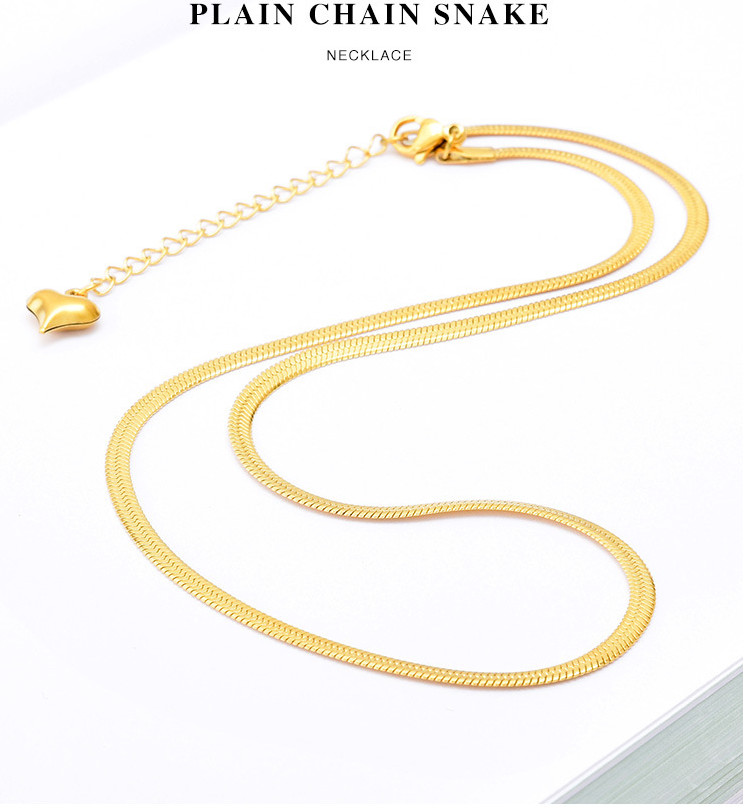 3mm Gold Tone Stainless Steel Herringbone Snake Chain Choker Necklace 12+2″ PE46