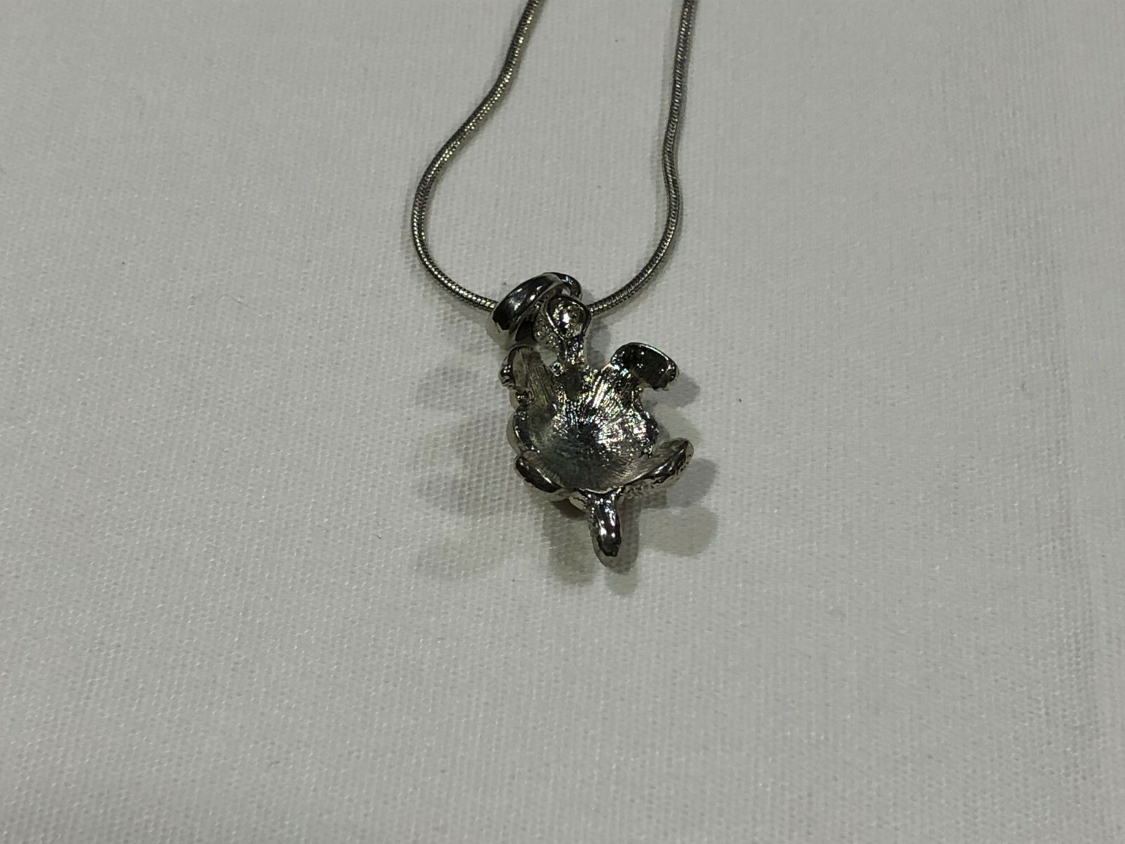 Beautiful Silver Tone Pink RHINESTONE 3D Turtle Pendant NECKLACE Cute Gift