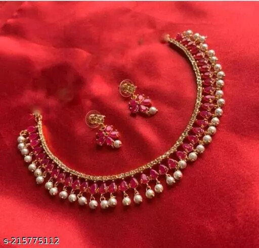Indian Latest Design Alloy Gold-plated Necklace With Earring Set for Girls/Woman